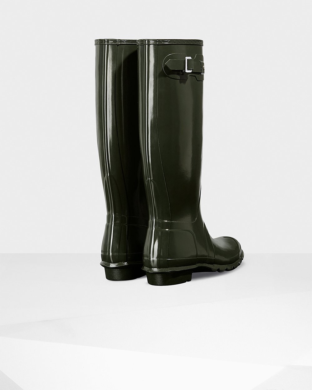 Women Hunter Original Gloss | Tall Rain Boots Dark Olive | NZ-59832-TEPR